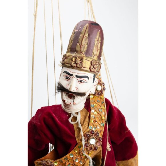 Vintage Traditional Marionette Puppet With Intricate Costume & Mustache - Picture 3 of 14